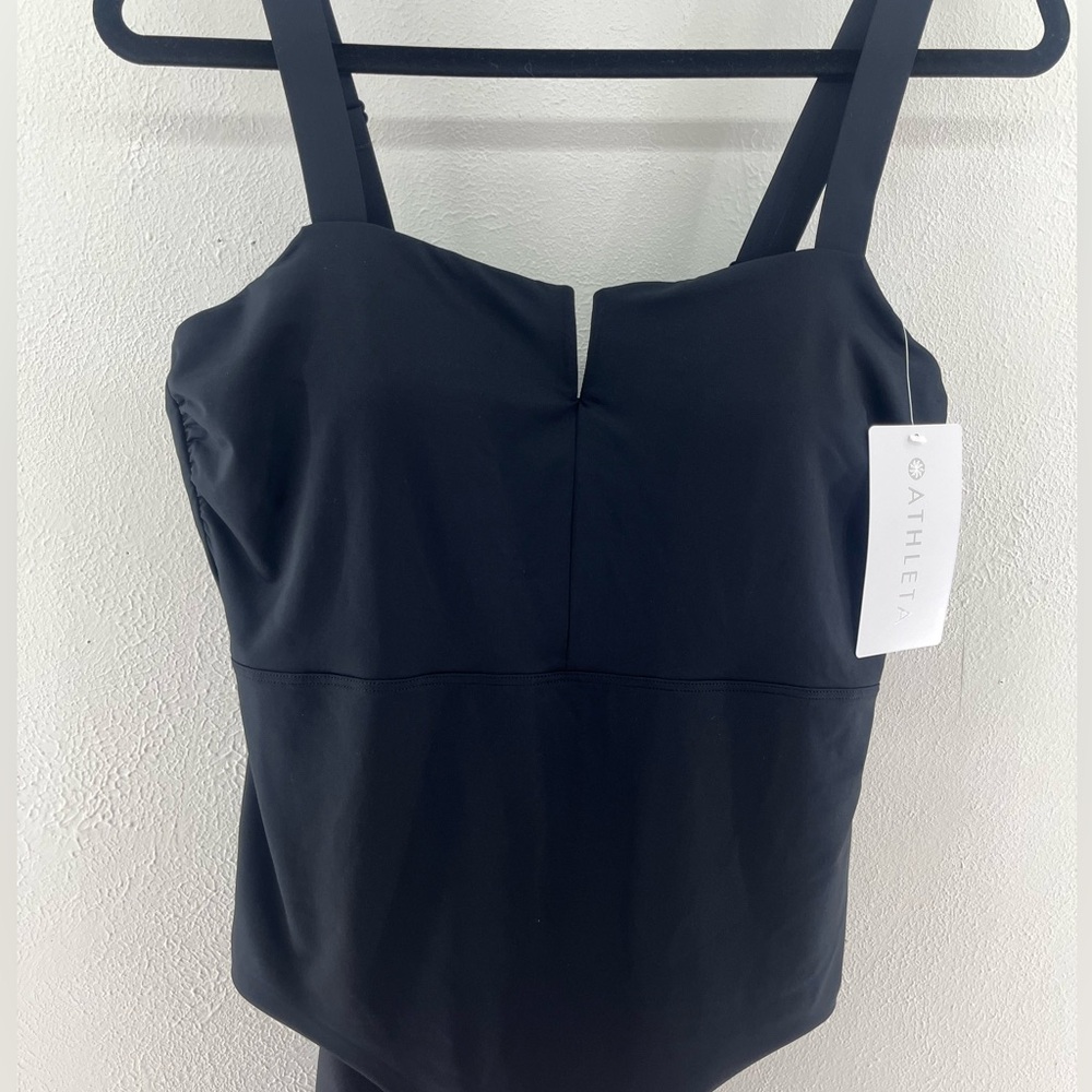 NWT Athleta Square Neck V One Piece Black Slimming Swimsuit 38 B/C - Picture 5 of 8